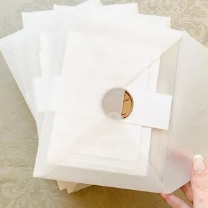 Оптовая продажа, прозрачный бумажный конверт из стекла на заказ, маленький белый прозрачный упаковочный конверт