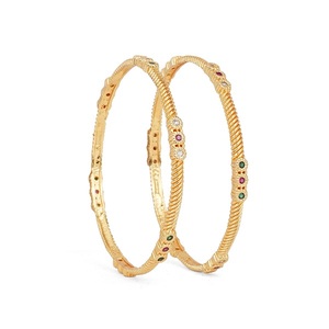 Fashionable Metal Bangle <b>Bracelet</b> with White Green and <b>Red</b> Stone Detailing Traditional Kada Jewelry for Women Ethnic Wedding - Product Image 2
