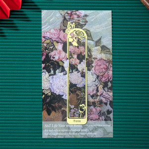 Marque-pages <span class=keywords><strong>en</strong></span> métal émaillé rigide imprimés UV, série Peintures Célèbres, motif floral, pour étudiants, marque-pages de lecture, culturel - Product Image 5
