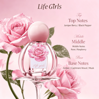 Parfum Rose Sauvage pour Filles Life Girls – Floral Boisé Frais, Élimine la Note Cloyante, Doux, Longue Durée, Sillage Élégant
