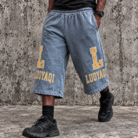 Shorts de survêtement 3/4 en coton vieilli personnalisés, style streetwear d'été, coupe capri, imprimés, amples et longs pour hommes