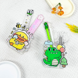Porte-crayons en plastique transparent durable à motif de dessin animé, organisateur de bureau pour enfants, fournitures de rentrée scolaire, design animal mignon - Product Image 1