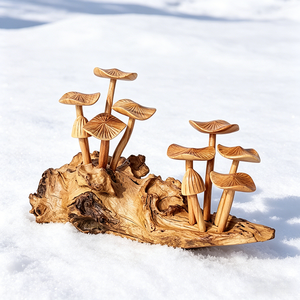 Statuetta <span class=keywords><strong>di</strong></span> Fungo in Resina Artigianale con Base a Radice, Regalo Decorativo Rustico Unico per Amanti della Natura - Product Image 5