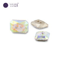 Boutons en cristal diamantés pour vêtements, 18 mm, AB, à un trou, à coudre, en strass pour vêtements, vente en gros