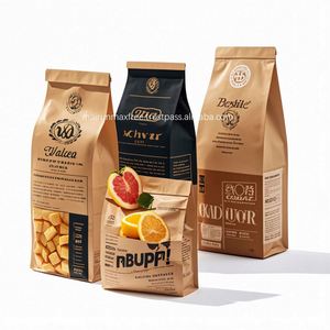 Sacs d'emballage personnalisés à fond plat avec fermeture à huit côtés, anti-humidité, en PET, avec valve et fermeture éclair, pour grains de café et aliments pour animaux de compagnie, disponibles en 125G, 250G, 500G, 1Kg - Product Image 1