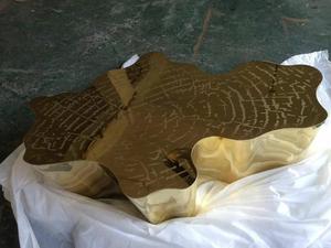 Bàn cà phê bàn đặt phòng khách bằng thép không gỉ thiết kế bằng gỗ vàng kim loại hiện đại sang trọng nhân đôi Bàn cà phê - Product Image 3