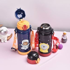 Cute School Kids 450Ml Children'S Thermos <b>Bottle</b> Insulated Vaccum Flask 304 Stainless Steel Kids Water <b>Bottle</b> With Straw - Product Image 4