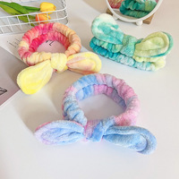 Headband Olahraga Tie Dye Plus Gelang Tangan Wanita, Headband untuk Mencuci Muka, Makeup, SPA, Aksesoris Rambut