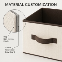 Boîte de rangement durable en tissu non tissé 80g avec panneau de 2,0 mm pour documents de bureau, articles divers et usage domestique