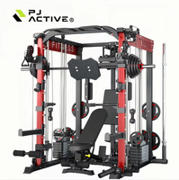 PINJIAN Équipement de musculation à domicile : Cage de musculation, Crossover à câbles, Rack à squats, Banc de musculation et Smith tout-en-un