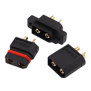 Conector XT60EW-M/XT60EW-F Impermeable y Montable, Color Negro, con Orificio para Tornillo Chapado en Oro, Enchufe de 3.5mm para Batería LiPo RC - Product Image 1