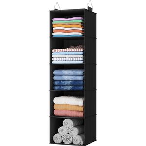 5 Tier Hanging Closet Organizer Non Woven Fabric Foldable Storage <b>Shelf</b> For Clothes Behind Door <b>Wall</b> <b>Mount</b> - Product Image 1