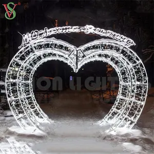 Outdoor Valentine's Motif Decoration Romantic Heart Shape Led Arch Lighting For Wedding Supplies