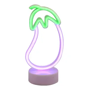 Luci al Neon di melanzane a Led personalizzate insegna al Neon USB/lampada da tavolo al Neon per bambini a batteria per la decorazione della casa della stanza luce notturna