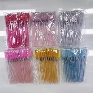 Brosse spirale jetable pour cils, 50 pièces/paquet, avec tige solide en cristal, peigne pour greffe de cils, outil de maquillage beauté - Product Image 1