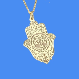 Offre Spéciale Hamsa <span class=keywords><strong>Arbre</strong></span> <span class=keywords><strong>de</strong></span> <span class=keywords><strong>Vie</strong></span> et <span class=keywords><strong>Lotus</strong></span> Pendentif <span class=keywords><strong>Collier</strong></span> Amulette Bijoux Ramadan Festival Cadeau pour Maman Musulmane - Product Image 6