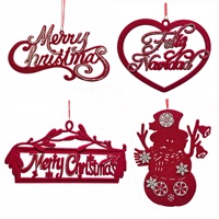 Pendentif Lettre de Noël en Plastique Floqué Rouge Vin, Décoration Joyeux Noël, Ornement pour Arbre de Noël, à Suspendre à l'Armoire