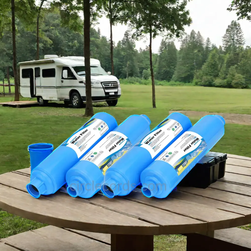 Quality certificated 4 pack carbon fiber blue color rv inline water filter for refreshing water