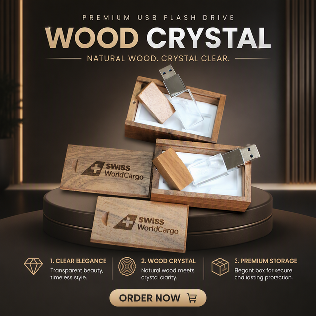 Wooden Glass Crystal USB Flash Drive with Light Effect Custom Business Logo OEM ODM 2G 128GB USB 2.0 Memory Stick Gift