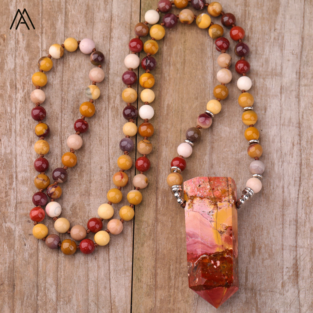 Mookaite Mala Necklace Healing Point Pendant Prayer Beads