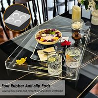 Plateau de service élégant et écologique en acrylique transparent personnalisé avec poignées pour table basse et comptoir