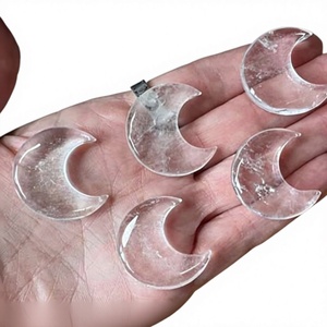 HARI OM CREATIONS Natural Clear Quartz Crescent <b>Moon</b> Cabochon IGI Certified From Rajasthan for Jewelry Making Wholesale - Product Image 1
