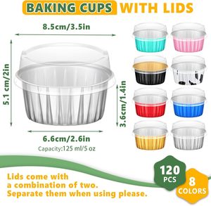 Cupcake Baking Cups <b>Containers</b> Disposable Baking Pans <b>Aluminum</b> Foil Baking Ware for Cake Cup with Lids - Product Image 2