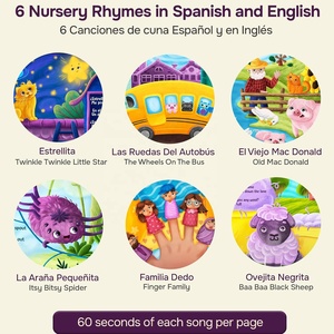 Livre sonore de comptes-rendus espagnols pour enfants, jouets éducatifs, 6 chansons traditionnelles, jouet d'apprentissage interactif pour enfants - Product Image 6