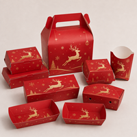 Cajas de embalaje para comida rápida navideña, cajas personalizadas impresas para hamburguesas, papas fritas y pollo para restaurantes, fábrica OEM.