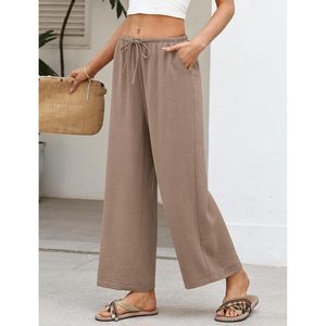FOXA Linen Wide Leg <b>Pants</b> Woman High Waist Palazzo <b>Pants</b> With Pockets Breathable Casual <b>Summer</b> Outfits Spring Beach Vacation - Product Image 4