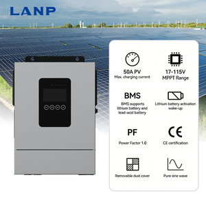 Série d'onduleurs solaires hybrides hors réseau à haute efficacité 1200W 12V 50A MPPT 100A avec chargeur et onduleur à onde sinusoïdale pure - Product Image 2
