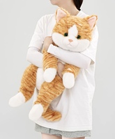 Peluche réaliste chat tigré orange, jouet doux et moelleux, poupée chaton en tissu de coton, oreiller animal réaliste, personnalisable pour enfants