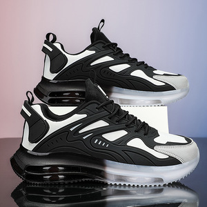 Men's <b>Height</b> <b>Increasing</b> Running Shoes Black White Air Cushion Shock Absorption Casual Sport Sneakers Daily Wear - Product Image 3