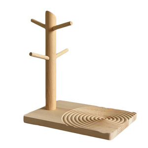 Wooden Jewelry Organizer Desktop Stand With <b>Key</b> <b>Hanger</b> And Watch Tray For Home Office Use - Product Image 5