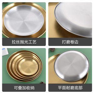 จานสแตนเลสทรงกลมสีทองด้าน 201 สไตล์ตะวันตก สำหรับผลไม้ ของหวาน ใช้ในงานปาร์ตี้ - Product Image 3