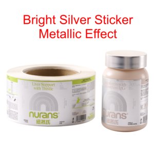 Individuell Bedruckte Hochwertige Glänzende Silber-Aufkleber mit Metallic-Effekt Selbstklebende Vinyl-Rollenetiketten - Product Image 1