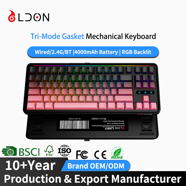 LX87 75% Hot-Swappable Mechanical Keyboard Wireless & Wired with PBT Keycaps RGB