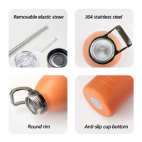1500/1900ml grande capacité ventre tasse bouilloire flacon Portable Sport de plein air isolé 304 bouteille d'eau en acier inoxydable avec paille