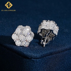 Fashion Style 925 <b>Silver</b> VVS Moissanite Side‑Set Flower Shaped <b>Stud</b> <b>Earrings</b> Luxury Iced‑Out Women Jewelry - Product Image 4