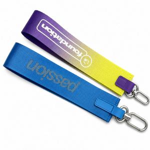 Promotional Gift Customized Durable Pink Nylon Lanyard Wristlet Keychain for Pouch - Product Image 1