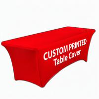Housse de table portable imperméable personnalisée en polyester imprimée par sublimation pour salon professionnel, bannière de table ajustée, drapeau d'exposition