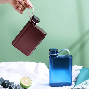 Outdoor Travel Portable <b>Clear</b> Colours Cute Flat Silicone Plastic Drinking <b>Water</b> <b>Bottle</b> With Lid Handle - Product Image 5