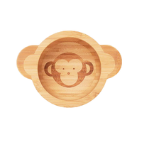 Bols en bambou écologiques et mignons à motifs de dessins animés pour enfants avec ventouses en silicone pour la vaisselle de bébé, empêchent les déversements