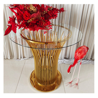 FURUN Hôtel Décoration De Mariage Location D'événement Glod Cadre En Acier Inoxydable Blanc Top Table 3 Niveau Rond Gâteau Stand