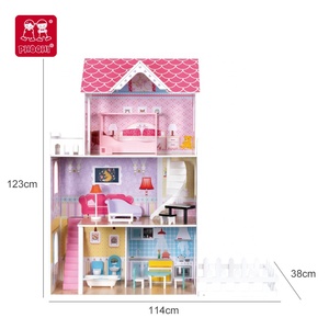 Set di mobili in legno per bambini <span class=keywords><strong>rosa</strong></span> grande casa delle bambole in legno per bambine - Product Image 2