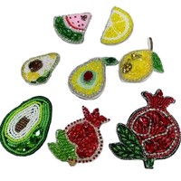 Applique en feutre PVC à coudre en forme de fruits 3D (citron, avocat, cerise) avec des perles, accessoires pour vêtements, sacs, chapeaux, couture à la main