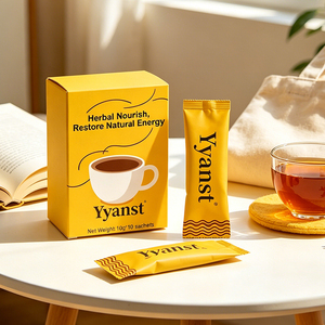 Café instantané aux extraits de plantes mélangées 10g*10 sachets Boîte en papier à motif ondulé jaune vif Impression personnalisée Vente en gros - Product Image 2