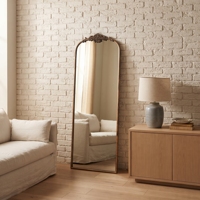 Miroir vintage pleine longueur : 23,5 x 56 pouces, noir et or, miroir corporel long et arqué