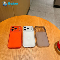 Coque de téléphone iExplore Big Window Instant pour iPhone 17, 17 Pro Max, 16 Pro Max, en TPU souple translucide mat, givré 2mm, antichoc