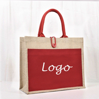 Fourniture directe par l'usine Sac fourre-tout en jute Sac en coton et lin Emballage Sac à provisions pliable avec logo imprimé personnalisé